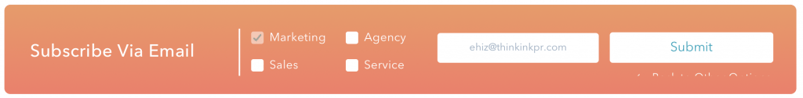 Ask what your visitors are interested in receiving - Hubspot example