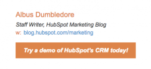 Email signature with CTA - Hubspot example